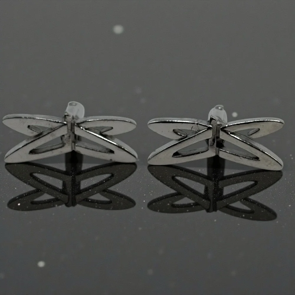 Abstract Orbit Cufflinks Silver Tone Outer Space Open‎ Work Bullet Back Cosmic
